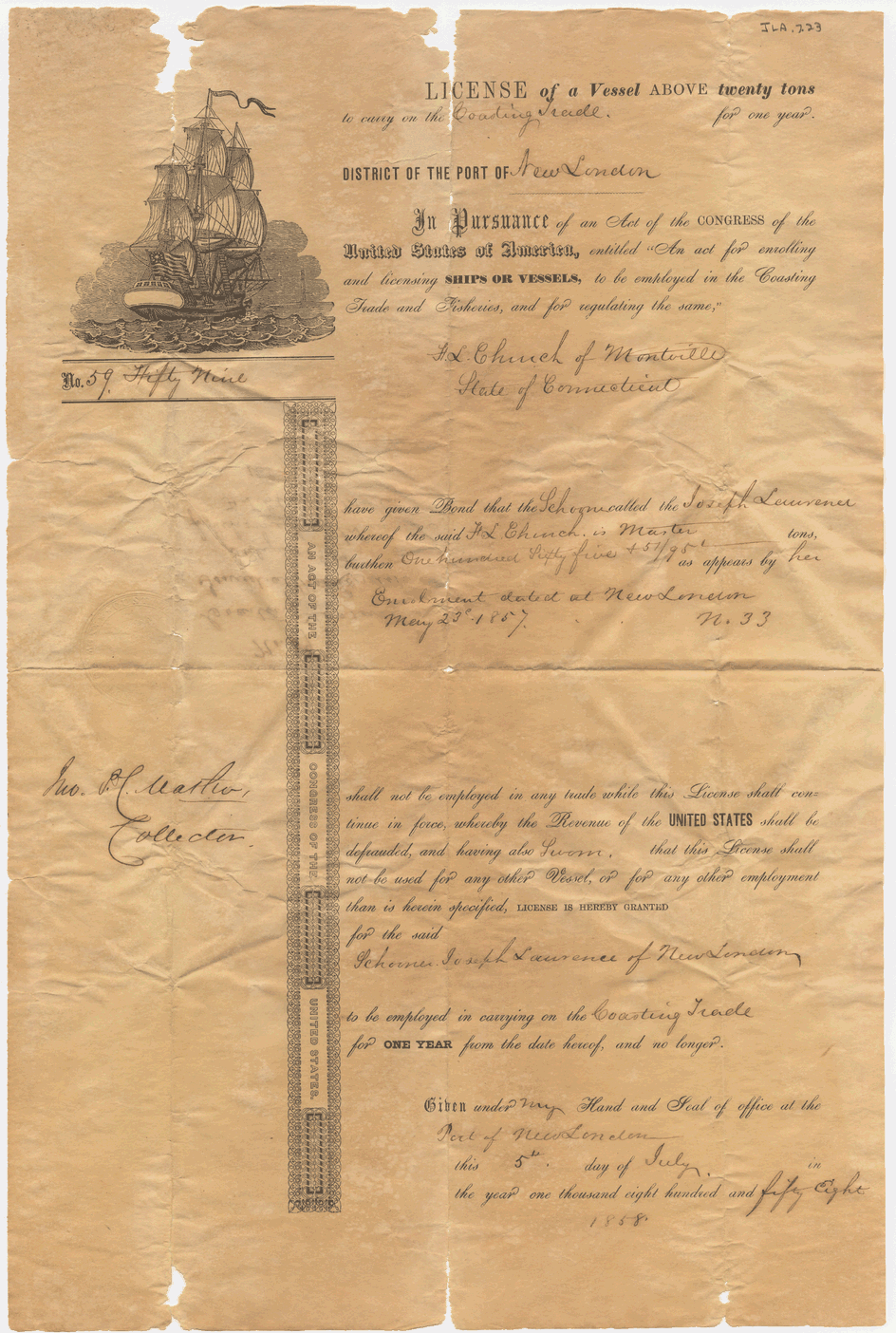 license for a vessel above 20 tons