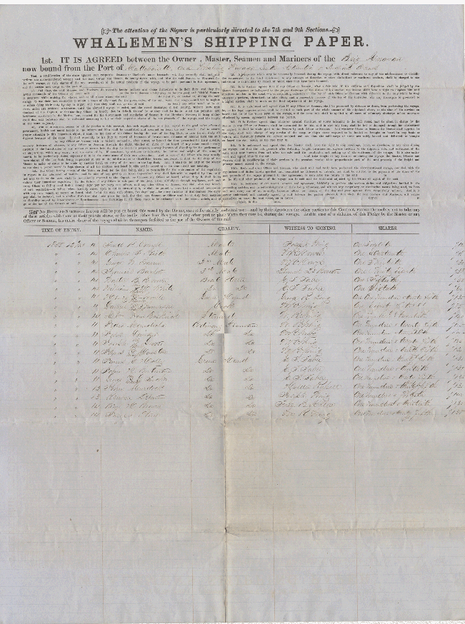 Whalemen's Shipping Paper (1840) – Collections & Research